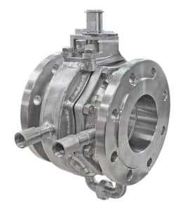 Armaturenfabrik heatable valves Heating jacket Ball valve in F15 with DN100, double chamber heating jacket