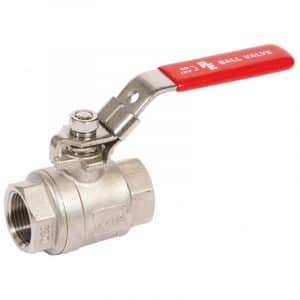 Armaturenfabrik 2-piece ball valve stainless steel type 300F from Parr, full bore, stainless steel stem, handlever, lockable, female thread