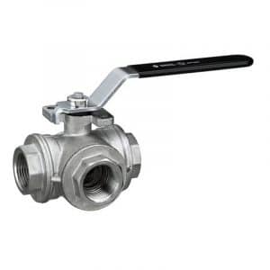 Armaturenfabrik 3-Wege Kugelhahn Messing Typ 137 138 mit voller Durchgang, einstellbare Stopfbuche, Aufbauflansch, Innengewinde, allseits abgedichtete schwimmende Kugel, Durchflussrichtung beliebig, ausblassicher Schaltwelle, Schaltwellendichtung von Bee