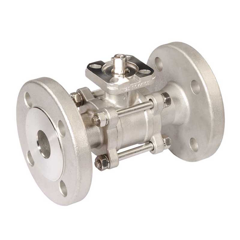 Armaturenfabrik Armatur 3-teiliger Kugelhahn Aufbauflansch Montageflansch automatisierbar Antrieb Edelstahl mit Flansch-Anschluss VL-521F-EPI