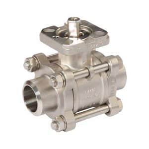 Armaturenfabrik Armatur 3-teiliger Kugelhahn Aufbauflansch Montageflansch automatisierbar Antrieb Edelstahl Schweissende VL 521B-EPI modularer Aufbau