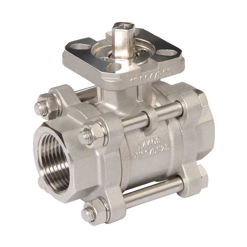 Armaturenfabrik Armatur 3-teiliger Kugelhahn Aufbauflansch Montageflansch automatisierbar Antrieb Edelstahl mit Gewinde- Innengewinde Anschluss VL-521T-EPI