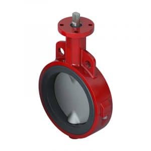 Armaturenfabrik Armatur Absperrklappe Bray Typ 20 PTFE ausgekleidet, Wafer, Zwischenflansch, weichdichtend, offene Wellende, Sphäroguss, Bray Typ 20 zentrische Absperrklappe in Wafer‑Ausführung für industrielle Rohrleitungen.