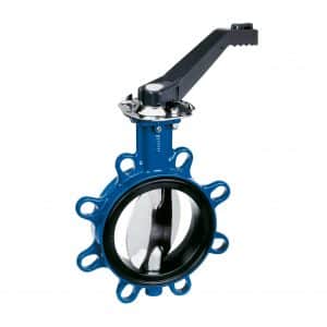 Armaturenfabrik Armatur Absperrklappe Isoria 16 von KSB mit Handhebel, weichdichtend, Zwischenflansch Lug und Endflansch Wafer, zentrisch mit Elastomer Ringbalg