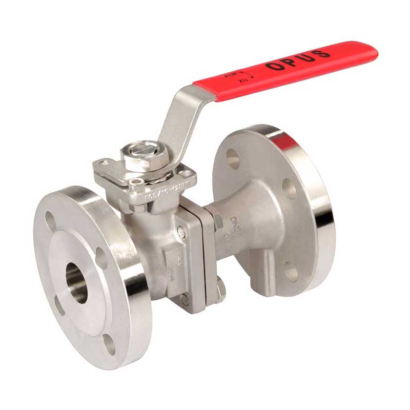 Armaturenfabrik Kugelhahn OPUS VLA 816 840 LV-EPI 2-teiliger Flanschkugelhahn Aufbauflansch Handhebel automatisierbarer Kugelhahn, voller Durchgang, tellerfedervorgespannte PTFE-Dichtung, verlängerte Variante