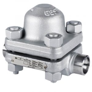 Armaturenfabrik Thermischer Kondensatableiter Typ BK28 aus Stahl mit Bimetallregler, Innenteile aus Edelstahl, automatische Entlüftung, Einbaulage beliebig, mit Schmutzsieb in Flansch, Schweißende oder Schweißmuffe Ausführung