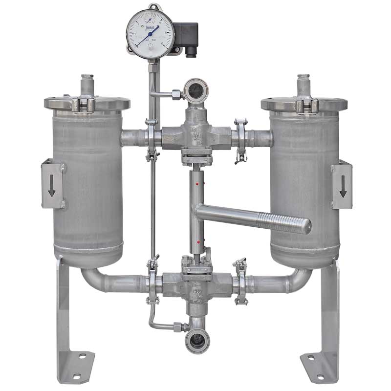 Armaturenfabrik Doppelfilter Umschaltbar DN125 DN25 PSA Edelstahl Differenzdruck von Industriefabrik Schneider