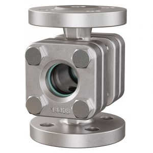 Armaturenfabrik NORIS Durchfluss-Schauglas Typ 880 & 881 mit Flansch- oder Gewindeanschluss, für Sichtkontrolle von Flüssigkeiten und Gasen in Rohrleitungen, PN16–PN40, bis 280°C, mit Borosilikatglas und Tropfnase