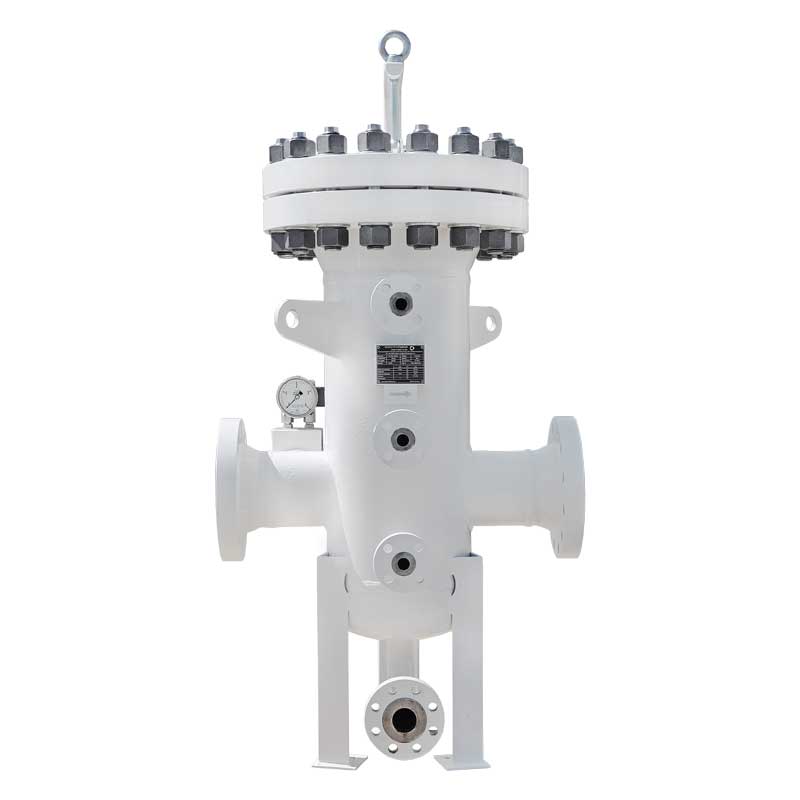 Armaturenfabrik Industriefabrik Schneider Hochdruckfilter Typ SKF-H Industriefilter aus Edelstahl mit Differenzdruckanzeige, DN50–DN300, bis 68 bar, PN68 für Hochdruckanwendungen.