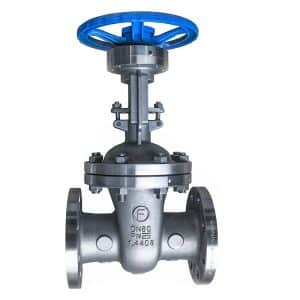 Armaturenfabrik Fromme Armaturen Keilrundschieber Fig. 075 aus Edelstahl 1.4408 mit Stellite-Dichtflächen, PN16, DN50–DN600, für aggressive Medien und Hochtemperaturanwendungen.