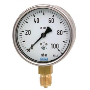 Kapselfedermanometer Typ 612.20 von WIKA – Edelstahlgehäuse für Niederdruckmessung in der Prozessindustrie.