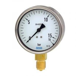 Armaturenfabrik Manometer Rohrfedermanometer Edelstahl Typ 212.20 von Wika, für gasförmige und flüssige, nicht hochviskose und kristallisierende Medien, z.B. für Maschinenbau, Anlagenbau, Gebäudetechnik, Kältetechnik
