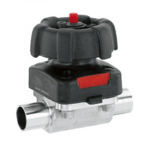 Armaturenfabrik Membranventil 2-2-Wege Typ 671 Gemü, Durchflussrichtung beliebig, optische Stellungsanzeige, Grauguss für neutrale, aggressive, flüssige und gasförmige Medien