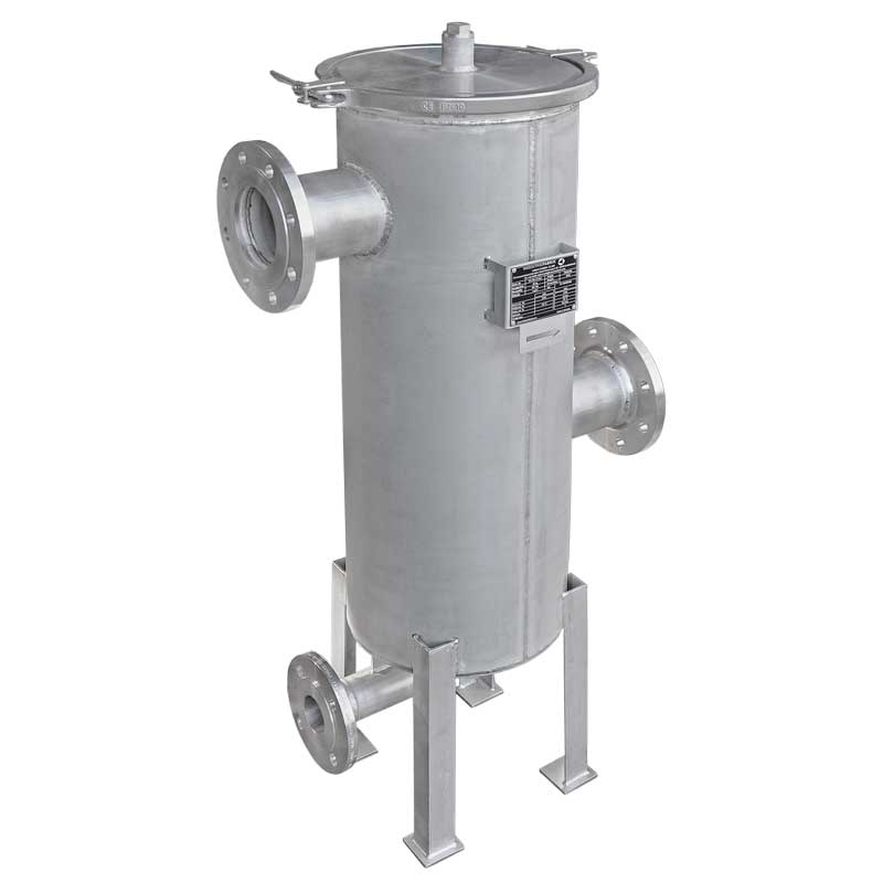 Armaturenfabrik Schmutzfänger Einfachfilter Typ EF DN100 PN10 Schnellverschluss Edelstahl Standfüsse Industriefilter-System