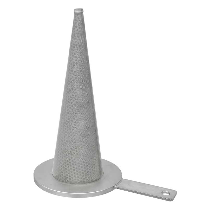 Armaturenfabrik Schmutzfänger Hutsieb Typ H Spitzsieb Stecksieb Edelstahl mi Griff als Rohrsieb