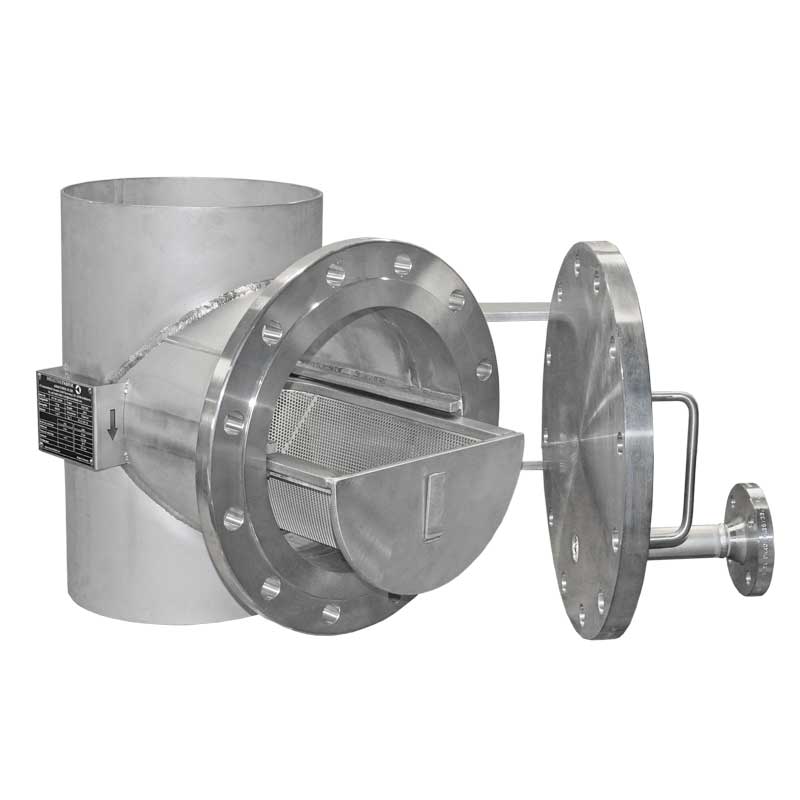 Armaturenfabrik Industriefabrik Schneider Schutzsieb Typ TF in T-Form aus Edelstahl Industriefilter DN400 und DN250 DN200 Filter mit Schweißende und Siebeinsatz