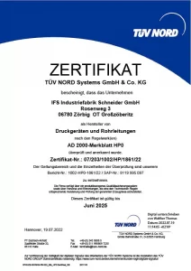 04 HP0 DE Industriefabrik Schneider GmbH Zertifikat